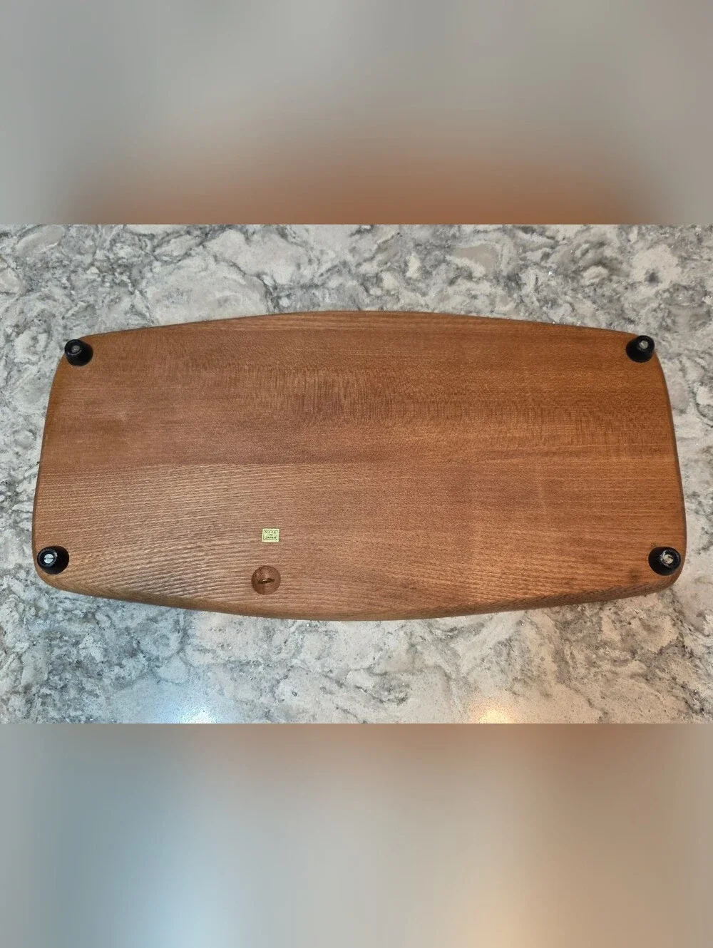 Vtg Cheese Board Wooden Teak White Tile 60s 70s  Charcuterie Buffet MCM Japan